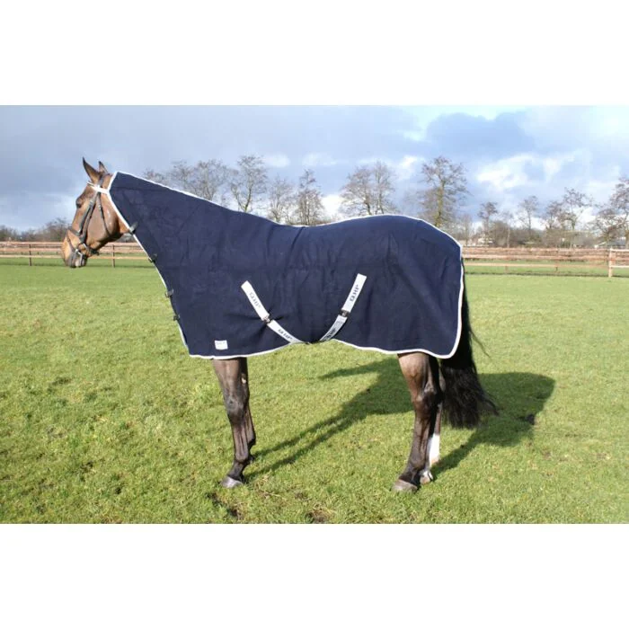 QHP Deken Wol Sheepy Hood Navy Grijs