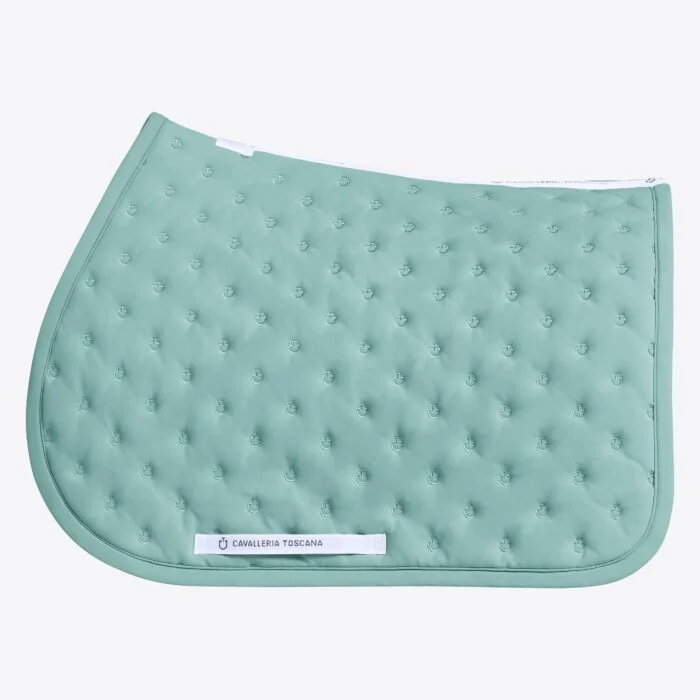 Cavalleria Toscana Jumping Saddle Pad with Quilted Design and Micro Logo - Light Teal Green -Full
